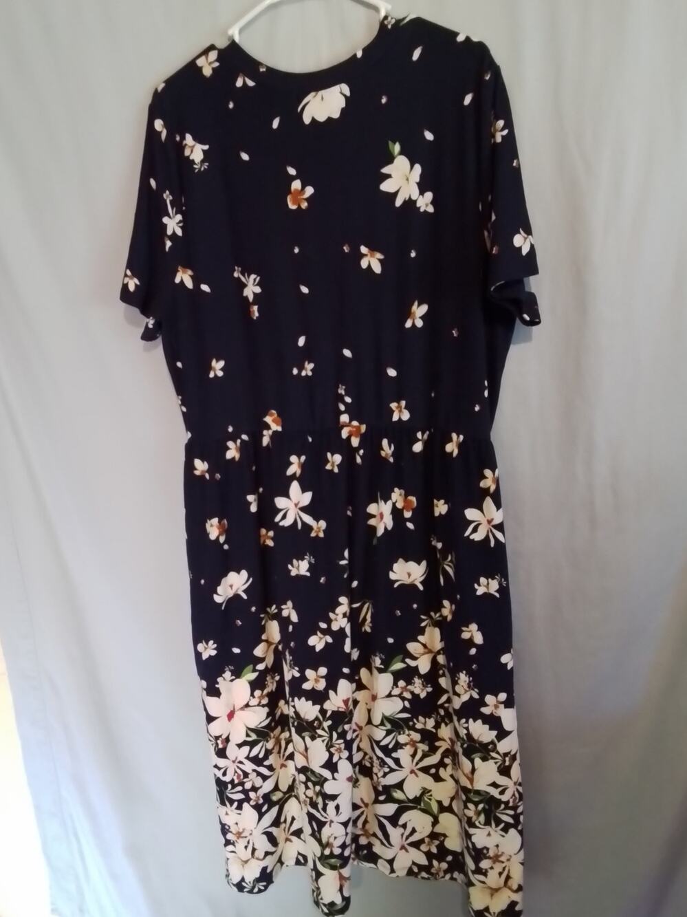 Blue Floral Short Sleeved Dress